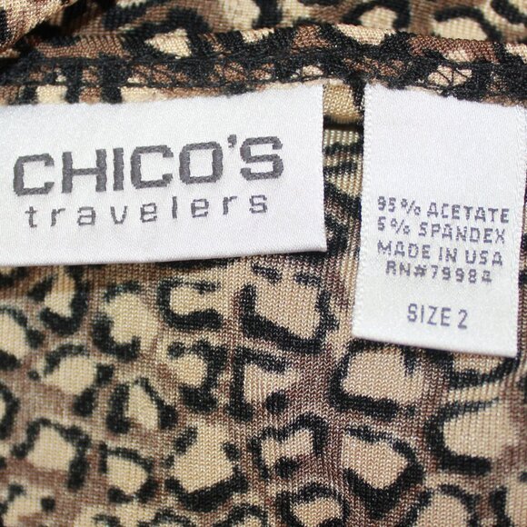 #507 Chico's Travelers Leopard Print Dress Size 2 (12) - Picture 8 of 9